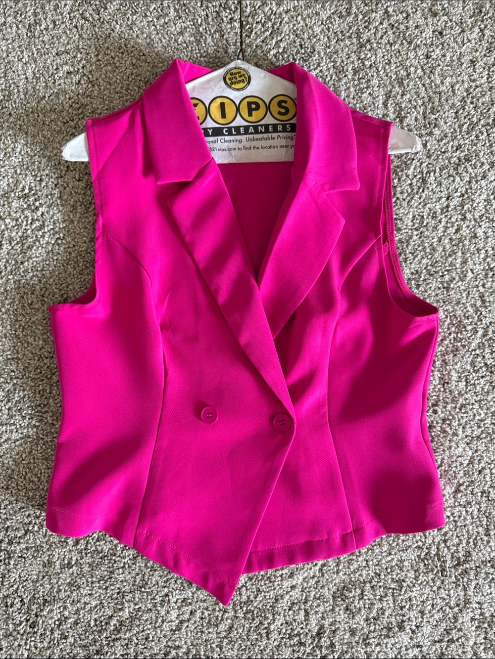 Sleeveless Tailored Vest in Vibrant Hot Pink
